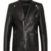 Shop Zayn Malik Eyes Closed Black Leather Jacket