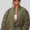 Singer and rapper Alesha Dixon Britain’s Got Talent Green Cotton Bomber Jacket