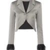 SpringSummer Paris Fashion Week 2025 Jenna Ortega Cropped Grey Satin Blazer