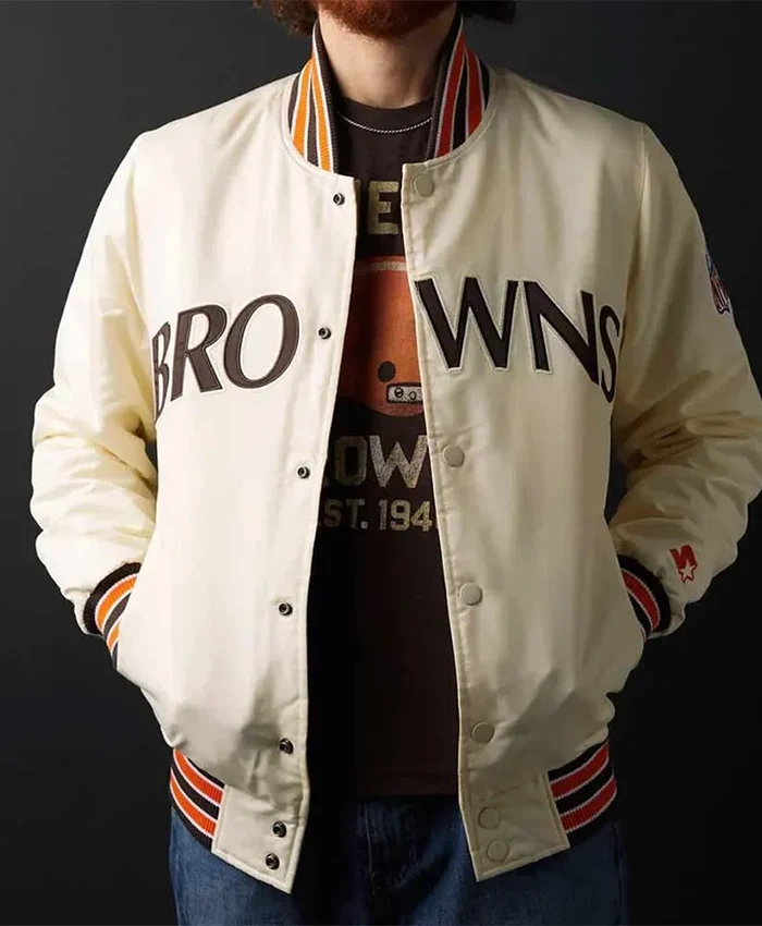 90’s Cleveland Browns Satin Bomber Jacket