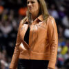 Stephanie White Brown Leather Jacket
