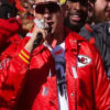 Super Bowl Parade Patrick Mahomes Kansas City Chiefs Red Satin Jacket
