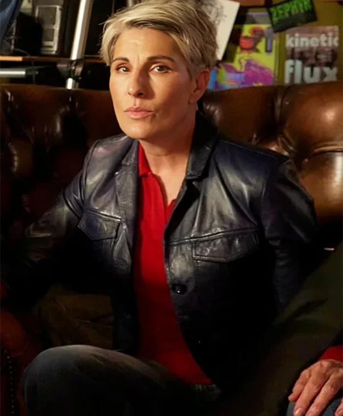 Tamsin Greig Riot Women S01 Black Leather Jacket