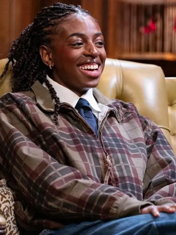 Product Specification: Inspired by: Cat Burns External Material: Cotton Fabric Inner: Zipper Closure Front: Zipper Closure Collar: Buttoned Erect Collar Color: Khaki Pockets: Two Outside and One Inside Sleeves: Full-length Sleeves with Ribbed Cuffs