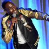 The Ice House Comedy Club Mike Estime Black and Golden Satin Varsity Jacket