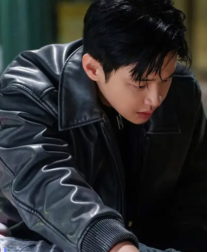 The Mantis Original Sin S01 Cha Soo-yeol Black Leather Bomber Jacket
