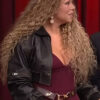 The Tonight Show Starring Jimmy Fallon Mariah Carey Cropped Black Leather Jacket
