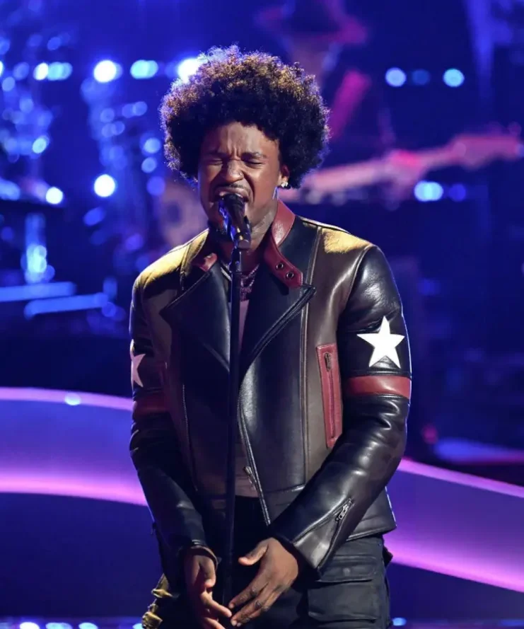 The Voice S28 Kenny Iko Star Sleeves Leather Jacket