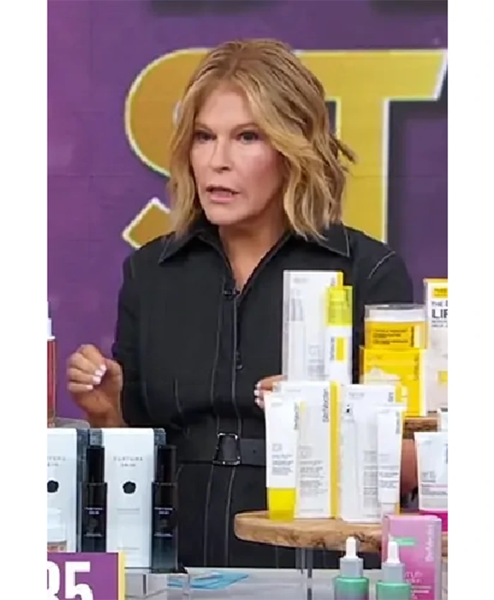 Tory Johnson Good Morning America Black Denim Belted Dress For Sale