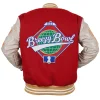 Chris Brown Breezy Bowl XX Varsity Jacket with stylish black and white design
