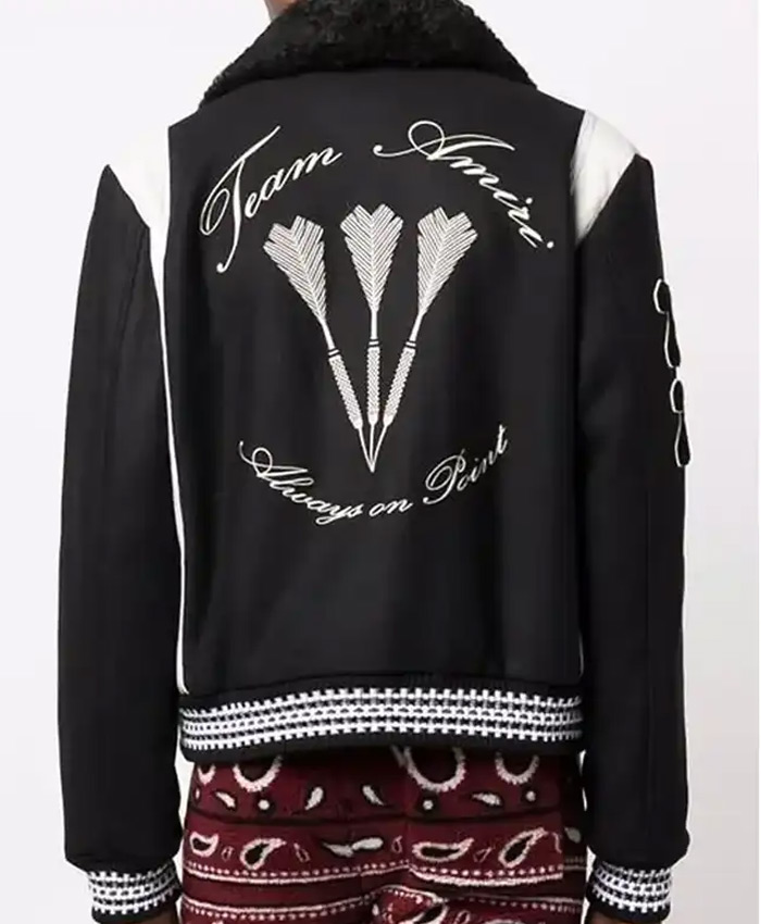 Unisex Black And White Wool Varsity Jacket