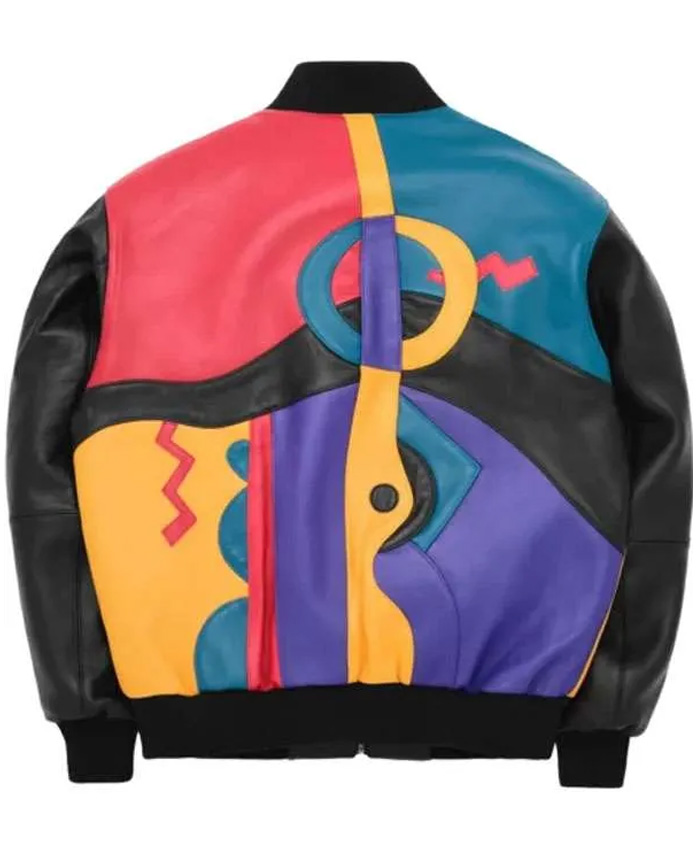 Unisex Pelle Pelle Picasso Multicolor Leather Bomber Jacket