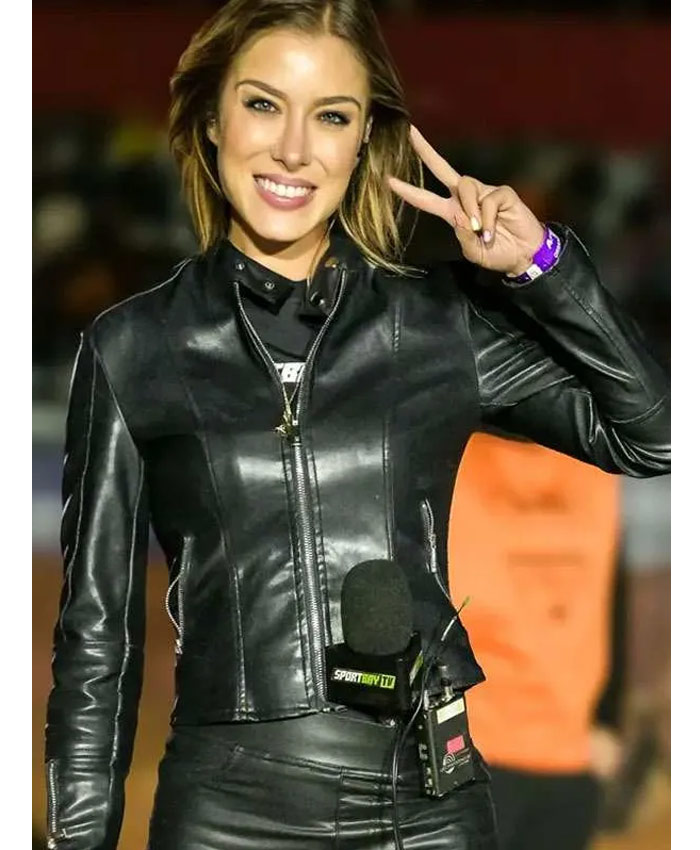 Vanessa Cataneo Faria Arena Cross Brasil 2025 Black Leather Motorcycle Jacket