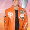 Venom The Last Dance Premiere Jared Abrahamson Orange Leather Bomber Jacket