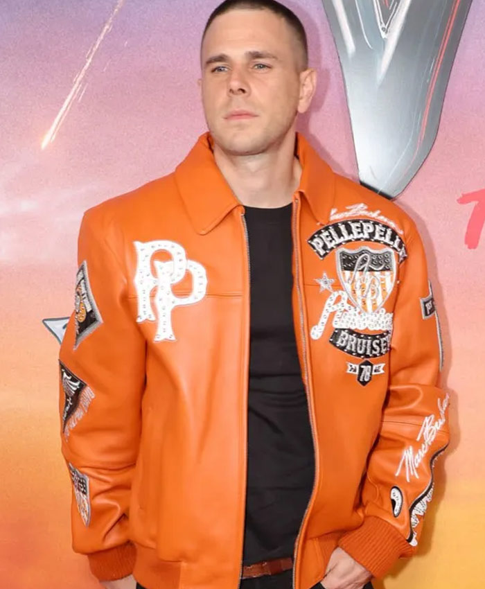 Venom The Last Dance Premiere Jared Abrahamson Orange Leather Bomber Jacket
