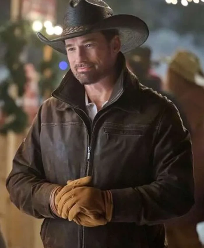 Warren Christie A Royal Montana Christmas Brown Leather Jacket