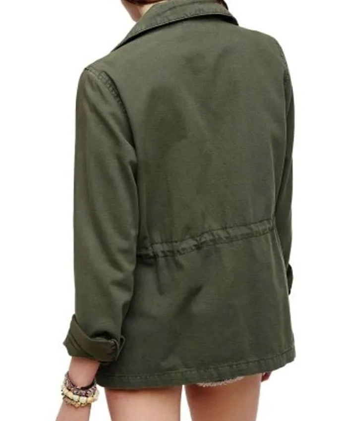 Women 4 Pocket Military Green Cotton Jacket For Sale