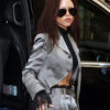 Womenswear SpringSummer Paris Fashion Week 2025 Jenna Ortega Cropped Grey Satin Blazer
