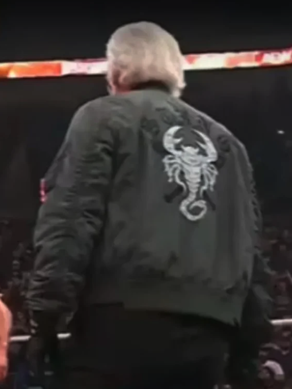 Wrestler Sting AEW WrestleDream 2025 Black Scorpion Bomber Jacket