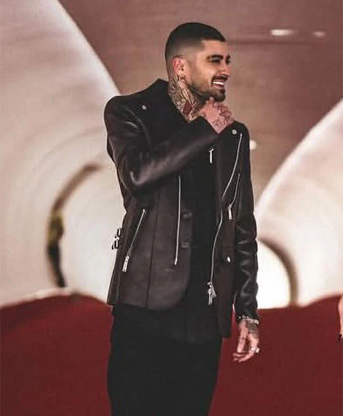 Zayn Malik Eyes Closed Black Leather Jacket