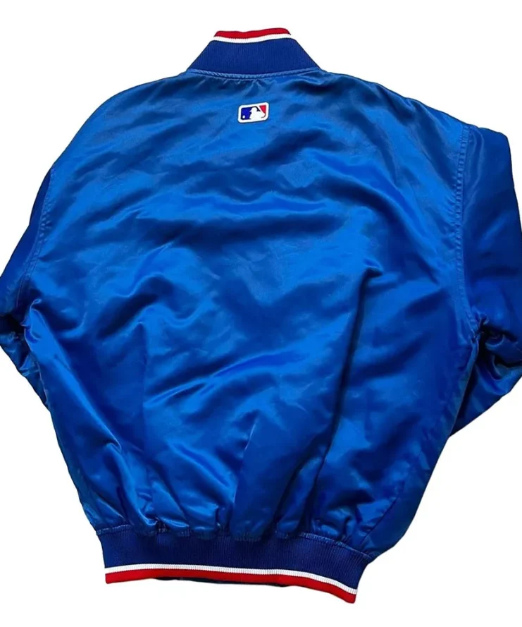 90s Montreal Expos Bomber Blue Satin Jacket For Men and Women