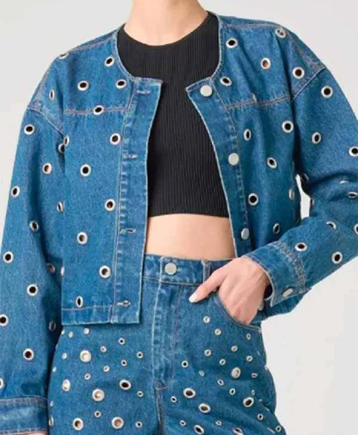 Abby Elliott All Her Fault S01 Grommet Embellished Jacket For Sale