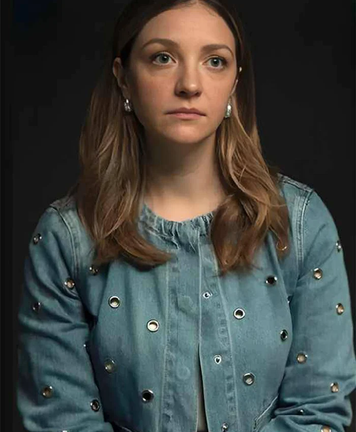 Abby Elliott All Her Fault S01 Grommet Embellished Jacket