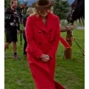 Alison Sweeney TV Series Finding Mr Christmas 2025 Red Wool Coat