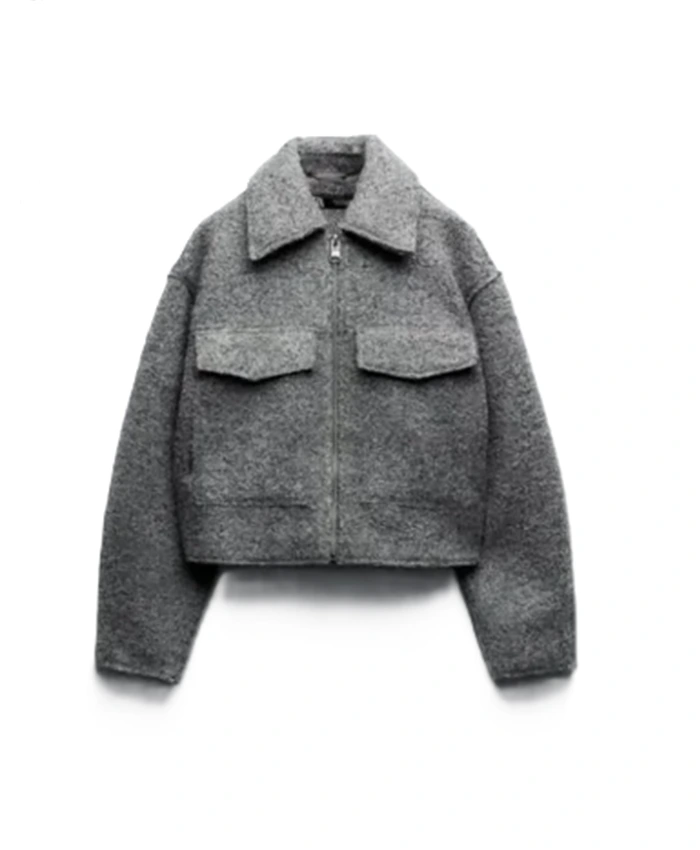 Amanda Rollins Law and Order SVU S27 Grey Crop Jacket For Sale