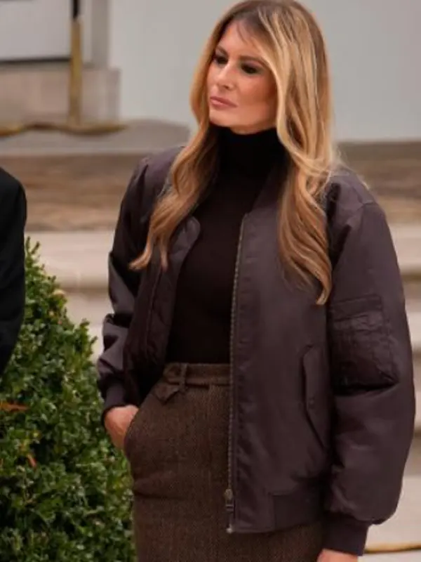 American former model Melania Trump Brown Jacket