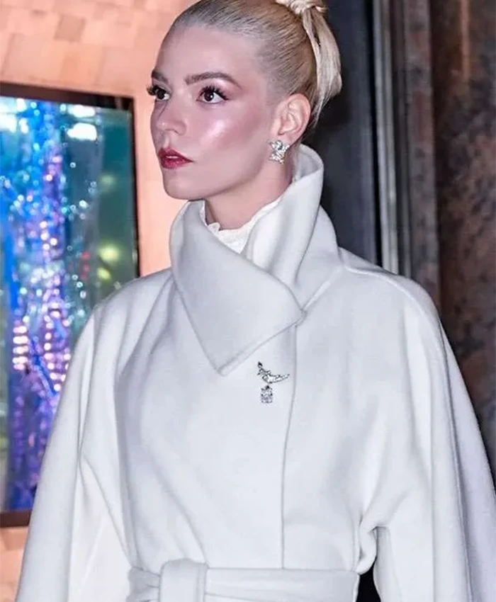 Anya Taylor Joy NYC 2025 White Coat For Sale