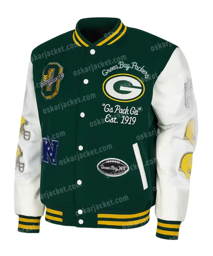 Aparecida Green Bay Packers Wool Varsity Button Jacket