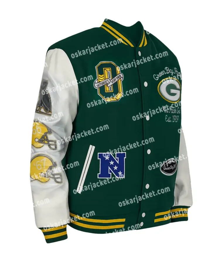 Aparecida Green Bay Packers Wool Varsity Button Jacket For Men