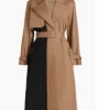 Arielle Prepetit Beyond the Gates Beige Colorblock Trench Coat For Sale