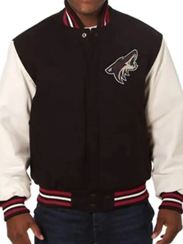 Arizona Coyotes Black and White Varsity Jacket