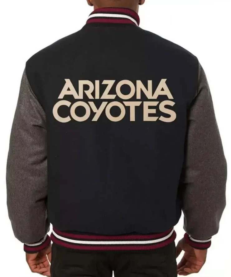 Arizona Coyotes Varsity Two Tone Black and Grey Wool Jacket