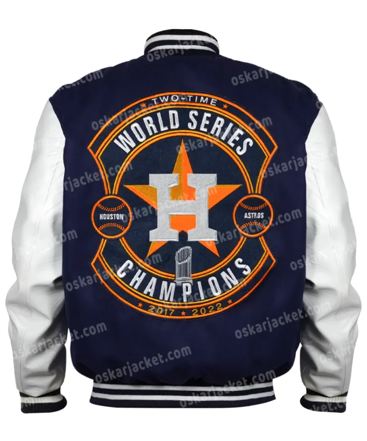 Arizona Diamondbacks 2001 World Series Blue And White Leather Jacket For Sale