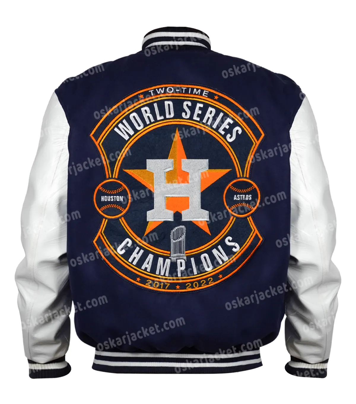 Arizona Diamondbacks 2001 World Series Blue And White Leather Jacket For Sale