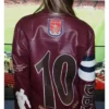 Arsenal Dennis Bergkamp Daughter Yasmin Naomi Bergkamp Vintage Maroon Leather Jacket