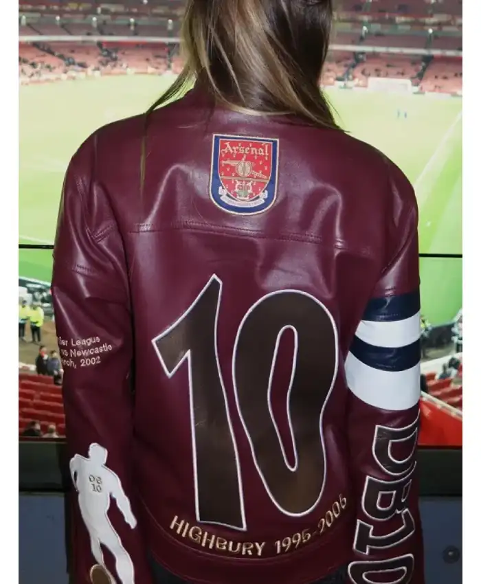 Arsenal Dennis Bergkamp Daughter Yasmin Naomi Bergkamp Vintage Maroon Leather Jacket