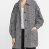 Ashley Jensen Shetland S10 Grey Herringbone Coat For Sale