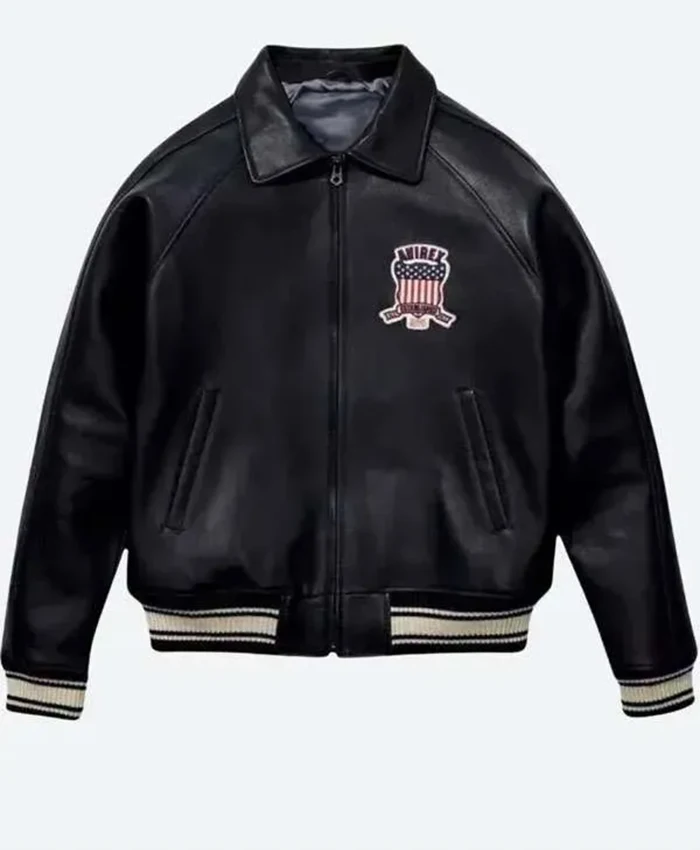 Avirex USA Black Leather Jacket For Sale