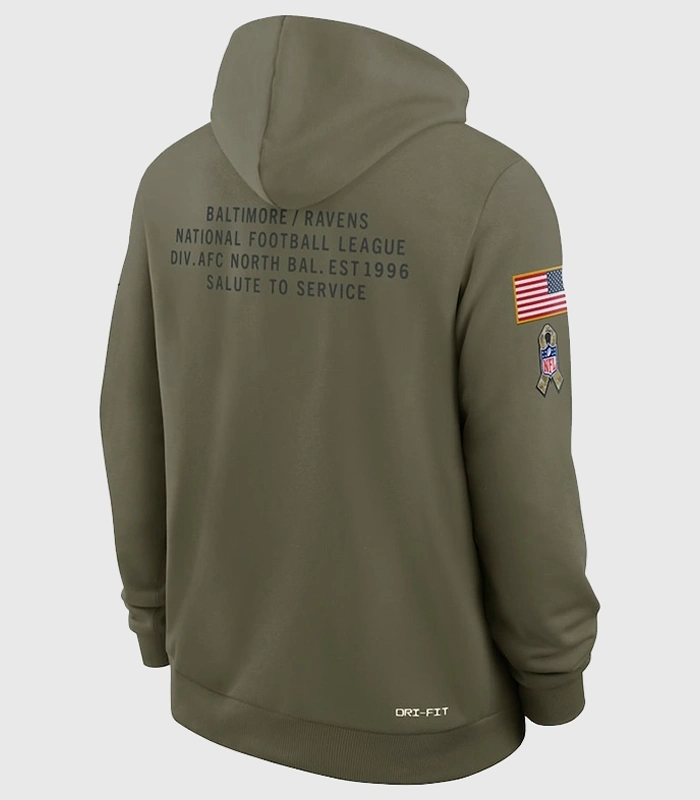 Baltimore Ravens 2025 Salute to Service Olive Hoodie For Sale