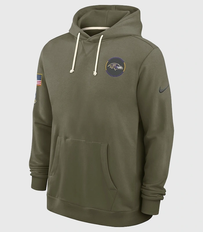 Baltimore Ravens 2025 Salute to Service Olive Hoodie