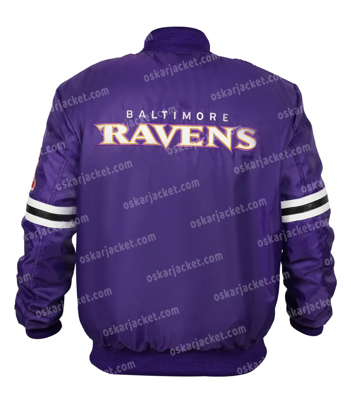 Baltimore Ravens Purple Satin Starter Bomber Jacket For Men and Women