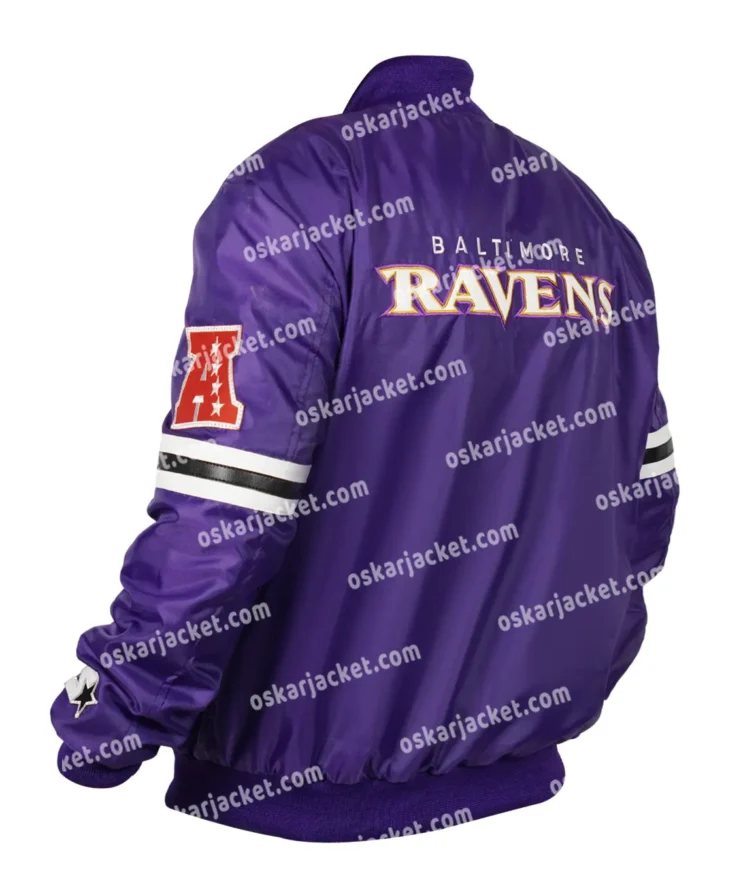 Baltimore Ravens Satin Starter Bomber Jacket For Men and Women