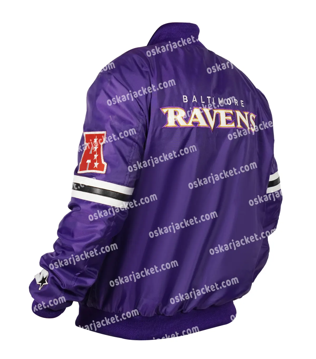 Baltimore Ravens Satin Starter Bomber Jacket For Men and Women