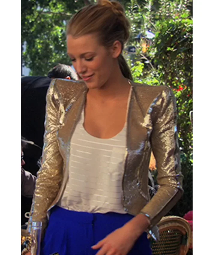 Blake Lively Gossip Girl S04 Golden Jacket