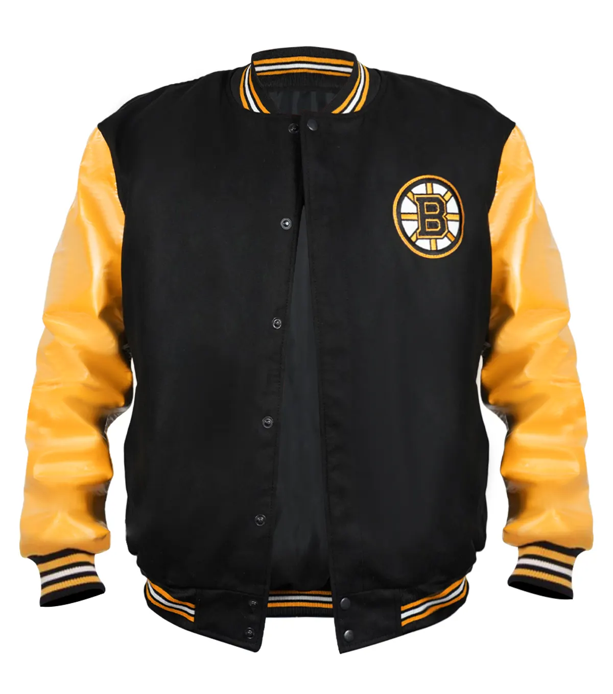 Boston Bruins Black and Yellow Varsity Bomber Jacket