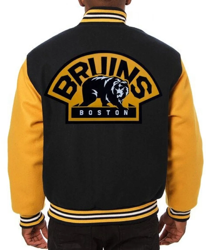 Boston Bruins Black and Yellow Wool Varsity Bomber Jacket